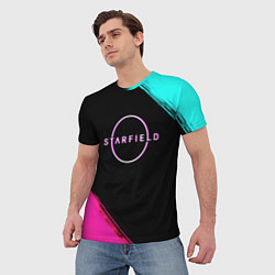 Футболка мужская Starfield neon, цвет: 3D-принт — фото 2