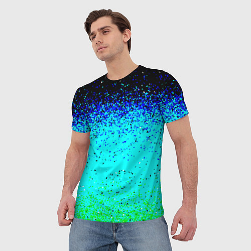 Мужская футболка Пикселизация неоновых цветов / 3D-принт – фото 3