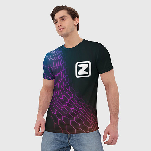 Мужская футболка Zotye neon hexagon / 3D-принт – фото 3