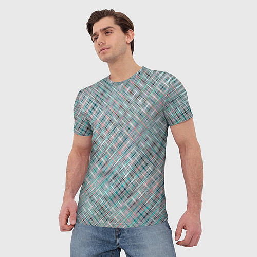 Мужская футболка Светлый серо-голубой текстурированный / 3D-принт – фото 3