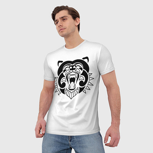 Мужская футболка Медведь маори трайбл стиль / 3D-принт – фото 3
