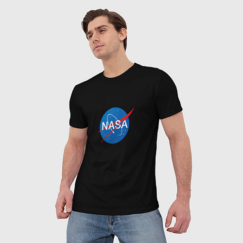 Мужская футболка Nasa logo space blue / 3D-принт – фото 3