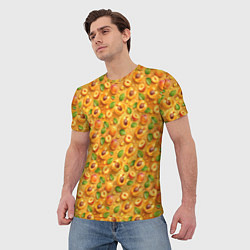Футболка мужская Сочные абрикосы паттерн, цвет: 3D-принт — фото 2