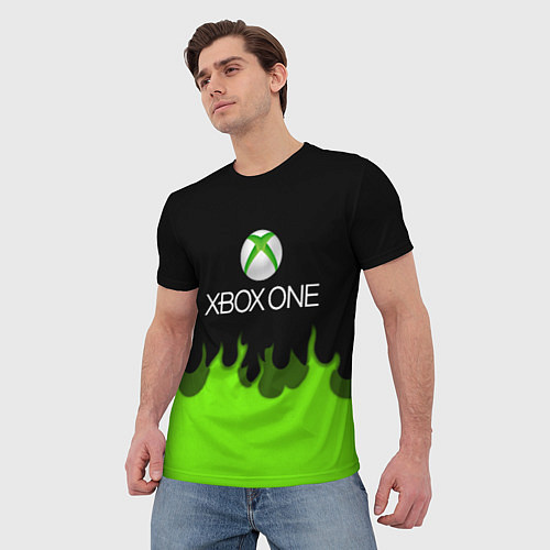 Мужская футболка Xbox green fire / 3D-принт – фото 3