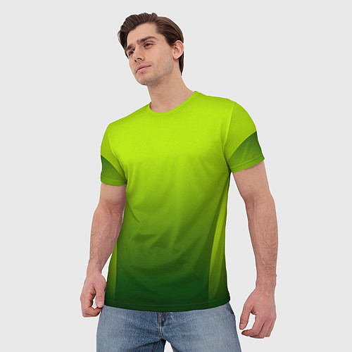Мужская футболка Яркий зеленый градиентный комбинированный узор / 3D-принт – фото 3