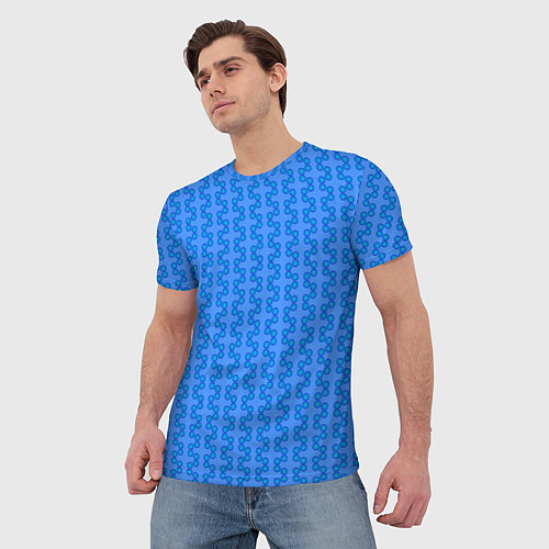 Мужская футболка Голубой паттерн цепочки / 3D-принт – фото 3
