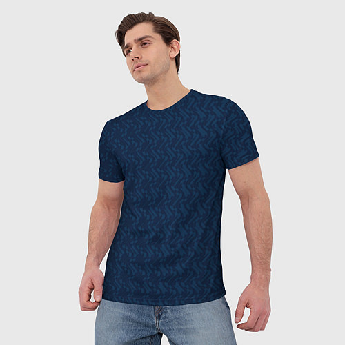 Мужская футболка Тёмный синий текстурированный однотонный / 3D-принт – фото 3