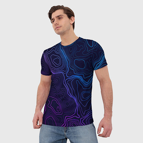 Мужская футболка Абстрактная топографическая карта / 3D-принт – фото 3