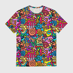 Футболка мужская Психоделические узоры - цветные дудлы, цвет: 3D-принт