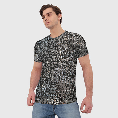 Мужская футболка Тёмный серо-коричневый текстурированный / 3D-принт – фото 3
