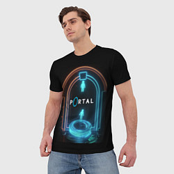 Футболка мужская Portal neon style logo, цвет: 3D-принт — фото 2