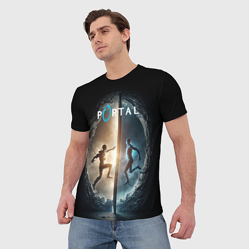 Мужская футболка Люди в портале / 3D-принт – фото 3