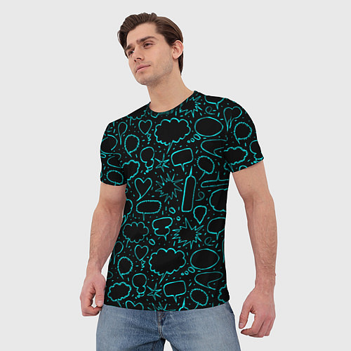 Мужская футболка Речевые неоновые пузыри / 3D-принт – фото 3