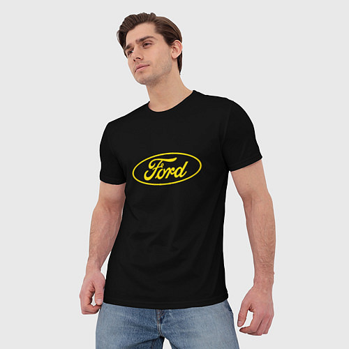 Мужская футболка Ford logo yellow / 3D-принт – фото 3