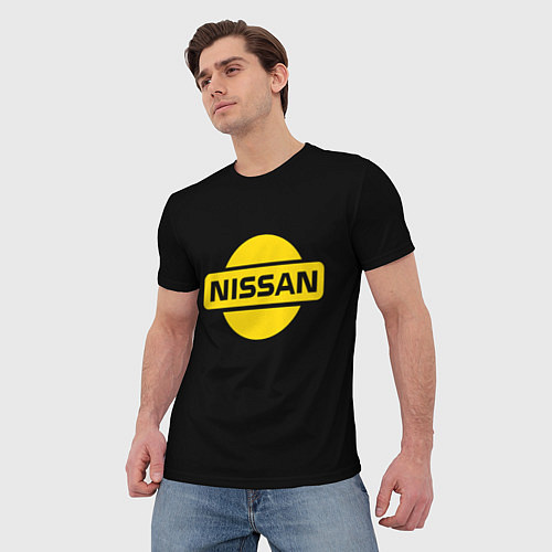 Мужская футболка Nissan yellow logo / 3D-принт – фото 3