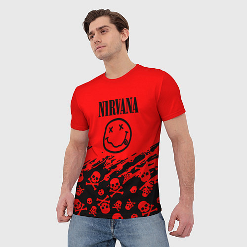 Мужская футболка Nirvana rock skull / 3D-принт – фото 3
