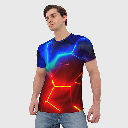 Мужская футболка Красные плиты с ярким светом / 3D-принт – фото 3