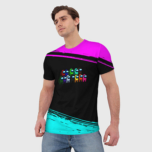 Мужская футболка Among us neon colors / 3D-принт – фото 3
