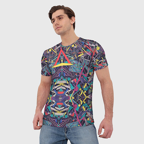 Мужская футболка Абстрактный хаос линий / 3D-принт – фото 3