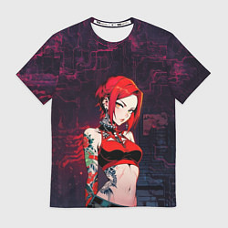 Футболка мужская Рыжая девушка с татуировками, цвет: 3D-принт