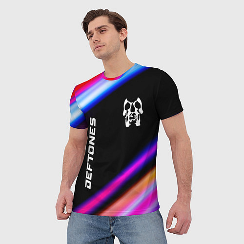 Мужская футболка Deftones neon rock lights / 3D-принт – фото 3