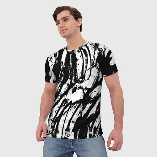 Мужская футболка Чёрно-белая абстракция: нейросеть / 3D-принт – фото 3