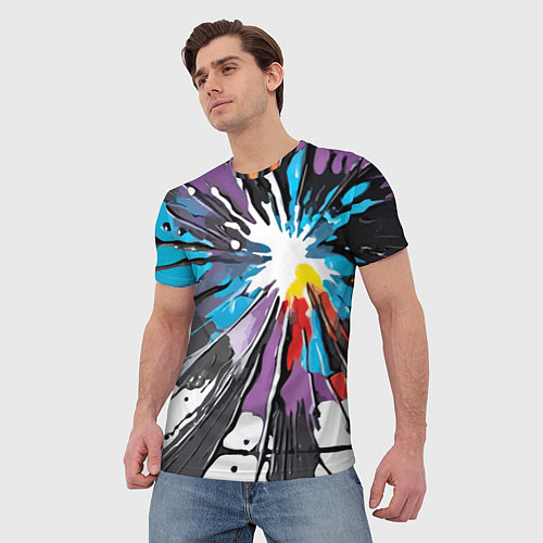 Мужская футболка Кляксы краски - абстракция / 3D-принт – фото 3