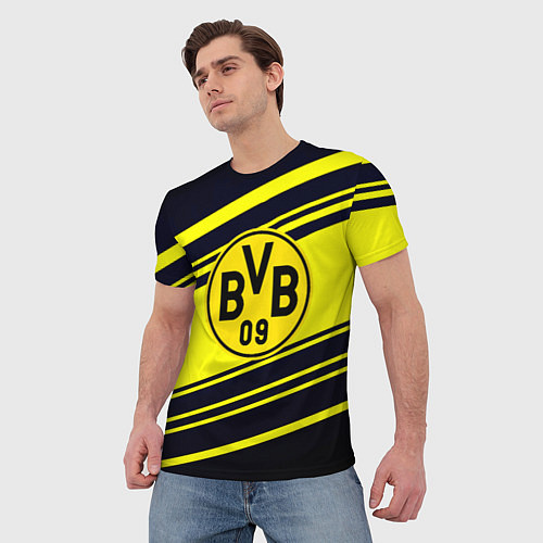 Мужская футболка Borussia sport geometry / 3D-принт – фото 3