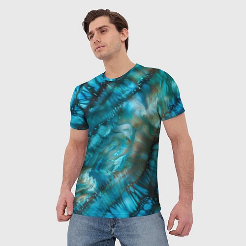 Мужская футболка Абстракция батик - морской стиль / 3D-принт – фото 3