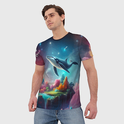 Мужская футболка Космический кит - нейросеть / 3D-принт – фото 3