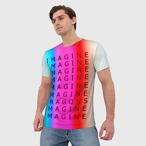 Мужская футболка Imagine Dragons neon rock / 3D-принт – фото 3