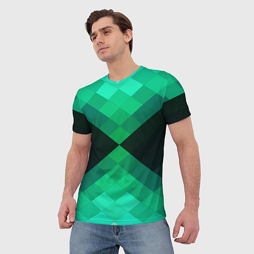 Мужская футболка Изумрудная мозаика / 3D-принт – фото 3