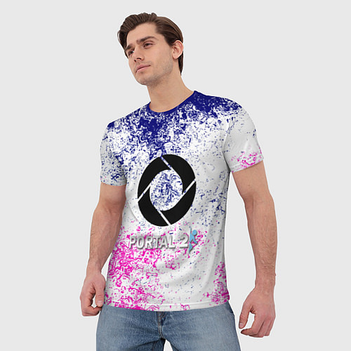 Мужская футболка Portal брызги красок текстура / 3D-принт – фото 3