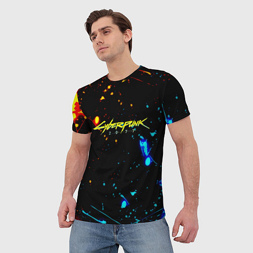 Мужская футболка Огненная лава и вода киберпанк / 3D-принт – фото 3