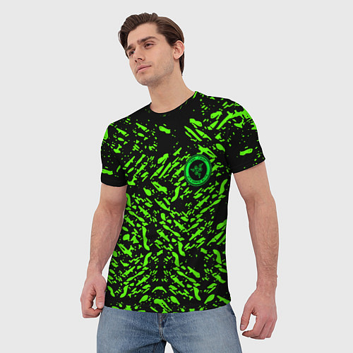 Мужская футболка Razer краски зелёные / 3D-принт – фото 3