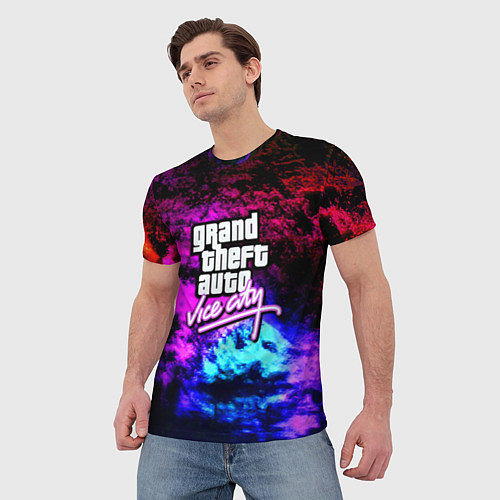 Мужская футболка GTA vice city краски неоновые / 3D-принт – фото 3