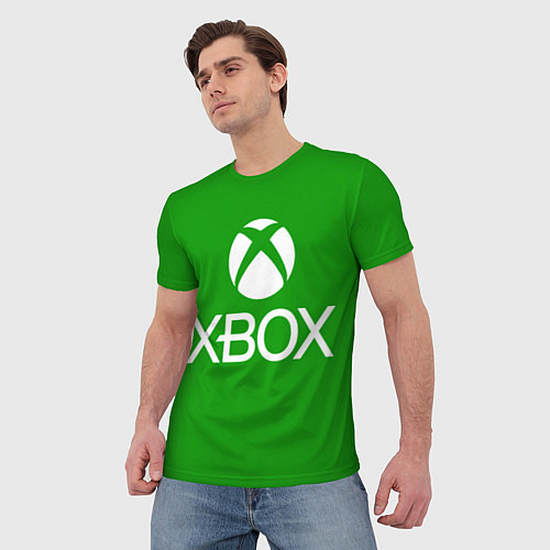 Мужская футболка X-box logo green / 3D-принт – фото 3