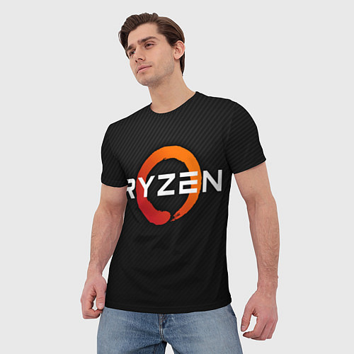 Мужская футболка AMD ryzen logo carbon black / 3D-принт – фото 3