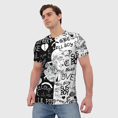 Мужская футболка Lii Peep pattern rap / 3D-принт – фото 3