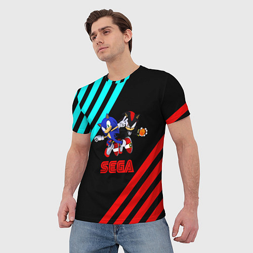Мужская футболка Sonic sega geometry / 3D-принт – фото 3