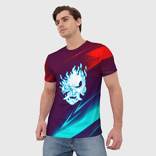 Мужская футболка Samurai geometry stripes neon / 3D-принт – фото 3