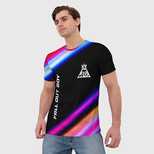 Мужская футболка Fall Out Boy neon rock lights / 3D-принт – фото 3