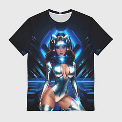 Футболка мужская Космическая девушка в блестящем костюме с ушками, цвет: 3D-принт