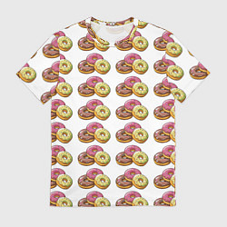 Футболка мужская Пончики-фастфуд паттерн, цвет: 3D-принт
