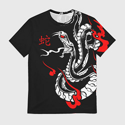 Футболка мужская Иллюстрация змеи в японском стиле, цвет: 3D-принт