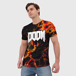 Футболка мужская Doom red lava, цвет: 3D-принт — фото 2