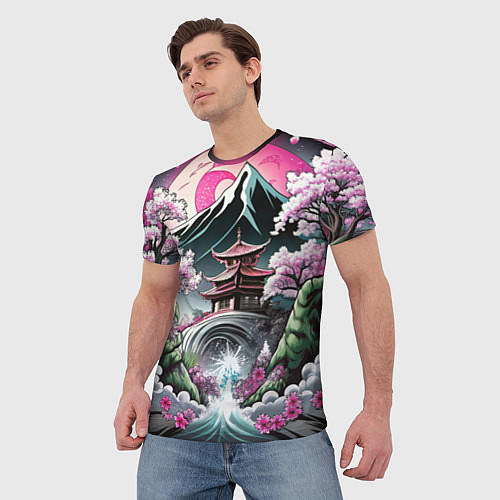 Мужская футболка Пейзаж Японии природа / 3D-принт – фото 3