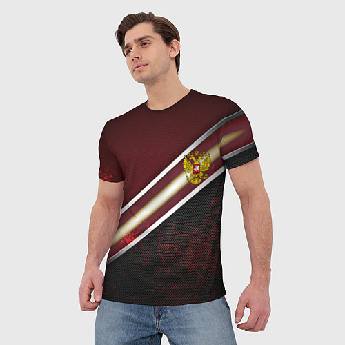 Мужская футболка Сталь Россия текстура / 3D-принт – фото 3