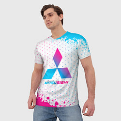 Футболка мужская Mitsubishi neon gradient style, цвет: 3D-принт — фото 2