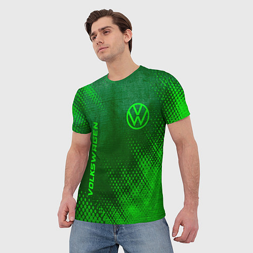 Мужская футболка Volkswagen - green gradient вертикально / 3D-принт – фото 3